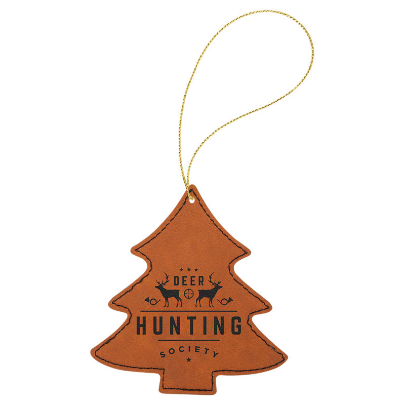 Rustic Leather Ornament – Christmas Tree, Personalized – sample photo