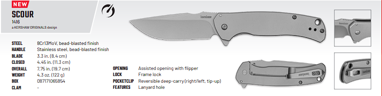 Knife - Kershaw 'Scour' - Folding EDC