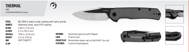 Knife - Kershaw 'Thermal' - Folding EDC