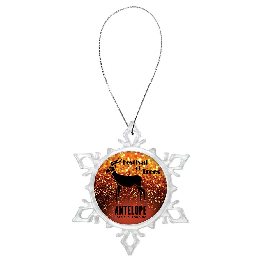 Custom Photo Ornament – 3 5/8" Clear Snowflake – sample photo