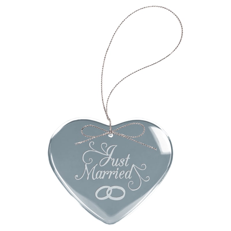 Personalized Glass Ornament – 3" Clear Heart – sample photo