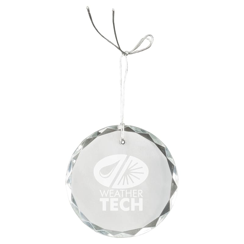 Personalized Crystal Ornament – 3" Faceted Round – sample photo