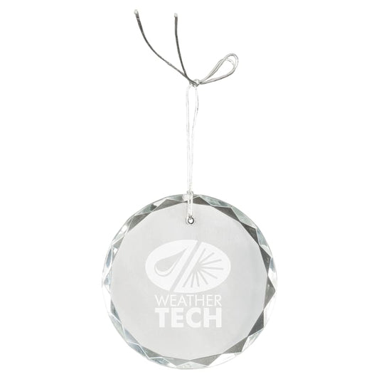 Personalized Crystal Ornament – 3" Faceted Round – sample photo