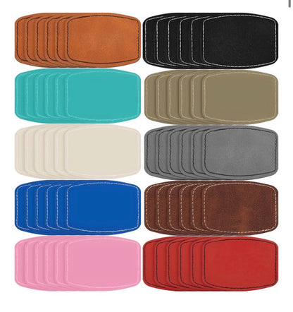 Leather patch color options, rounded hexagon shape